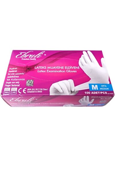 Ebruli Jednorázové latexové rukavice s pudrem, Ebruli, 100 kusů, velikost M, ...