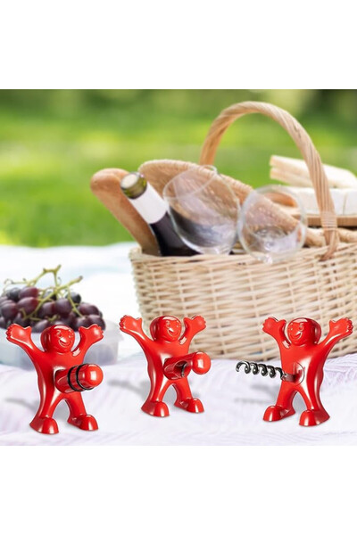 Lifelf Set of 3 bottle openers, plastic, red