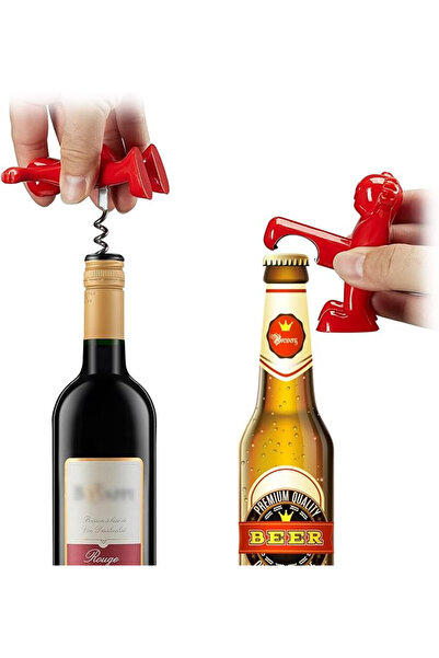 Lifelf Set of 3 bottle openers, plastic, red