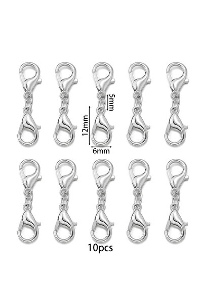 Choice وصلات أساور وقلادات من الروديوم، 10 قطع، مشبك جراد البحر مزدوج، لصنع أ...