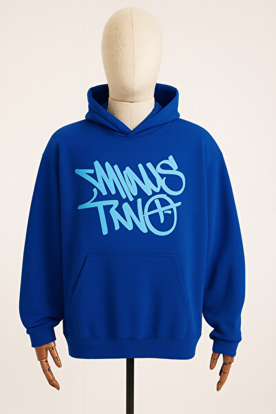 CLASSY.MODA Φούτερ Unisex Oversize με κουκούλα - 3 κλωστές με ανάγλυφο - Εκτύπωση γκράφιτι - Άνετο καθημερινό στυλ