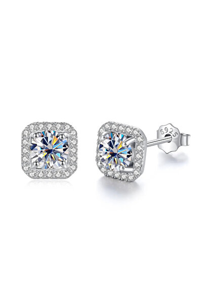 Choice أقراط أذن فاخرة من الفضة الإسترليني عيار 925 مرصعة بحجر مويسانيتي أبيض...