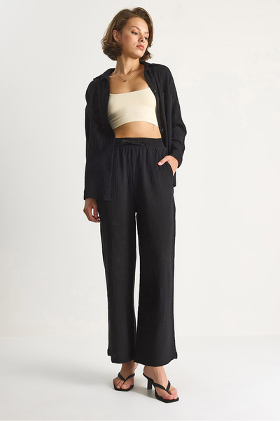 Bianco Lucci Women's Muslin Palazzo Trousers 60282020