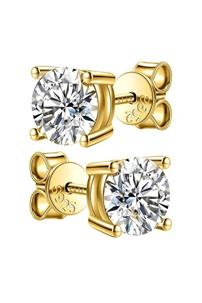 Choice 6.5mm (1.0ct each) gold color TY 2.0ct Moissanite Earrings For Women L...
