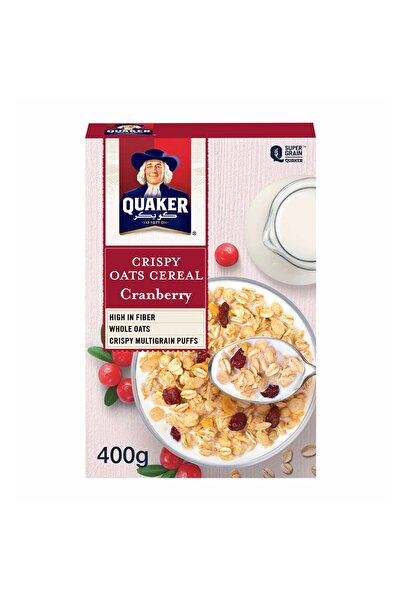Quaker Crispy Oats Cereal Cranberry 400 gCrunchy Whole Grain Oat Clusters with Tart and Sweet Fruit