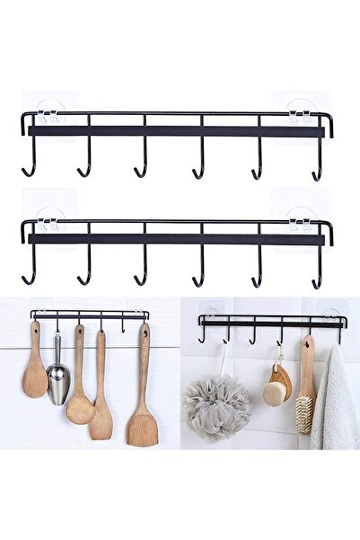 Saharaz مجموعة من 2 خطاف حائط لاصق للمطبخ، حامل حائط موفر للمساحة بدون حفر، 6...