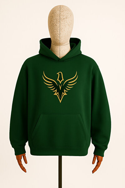 CLASSY.MODA Hanorac unisex cu glugă - Imprimat cu logo-ul Eagle - 3 fire cu r...