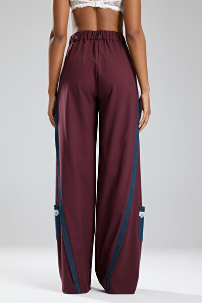 tw3 Women's Denim Garnished Lace Print Detailed Design Trousers