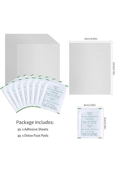 JUSTDOLIFE Set de 30 de plasturi detoxifianți pentru picioare, albi