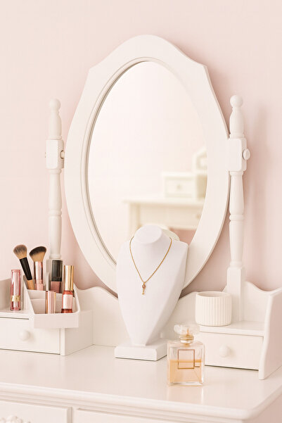 ARGKRİSTAL Mini Jewelry Necklace Stand – Concrete Bust with Ceramic Look (11 cm)