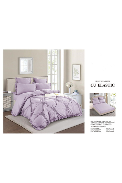 FIONNA.RO Lenjerie Din Finet Cu Elastic Model Inimioare Brodate - Lilac