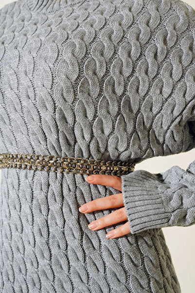 My Blog Φόρεμα πλεκτό με γκρίζα μαλλιά χοντρό πλεκτό