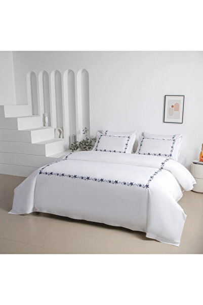 Alhabib bedding مفرش مزدوج فاخر أبيض مطرز قطن & مايكروفايبر يناسب سرير 200x20...