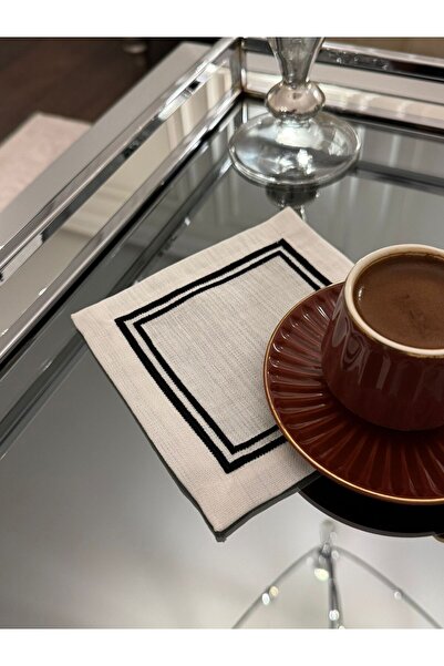 busrasdesign 2-пакет коктейльних серветок з вишивкою Lux, чорні