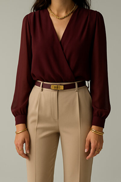 Aura Collection Online حزام نسائي من Elysia مزين بإبزيم ذهبي