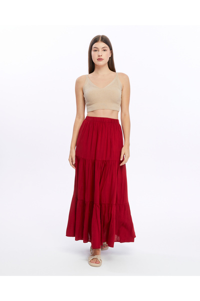 BNZ TEKSTİL Long Skirt Red Anabel