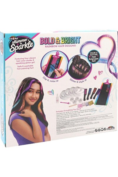 CrazArt Shimmer 'n Sparkle Color FX Hair Extension Studio: Bold & Bright Color & Glitter Hair Extension Set