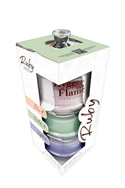 Ruby Mixaura Üç Kat, Tek Mum, Sonsuz Stil Şakayık Kokulu Mum 510gr.