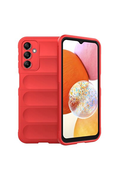 SKYDDAR INNOVATION Husă pentru Samsung Galaxy A14, Magic Shield, fabricată din silicon mat, set de autocolante, roșie