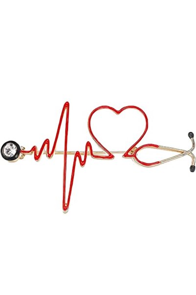 General Store Broșă de damă, SA&SO, Stetoscop, Auriu, 6,1 cm x 3,6 cm