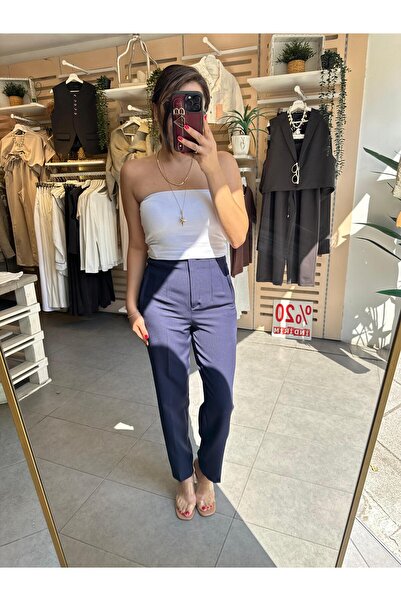 floral fashıon Women's Slim Fit Fabric Pants Ankle Length Carrot Cut with Hem Stitch Detail (Not Stretchy)