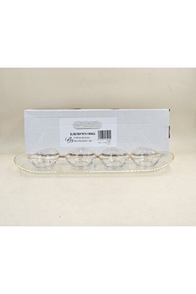 B&D صينية زجاجية من B&D مع طقم 4 أكواب