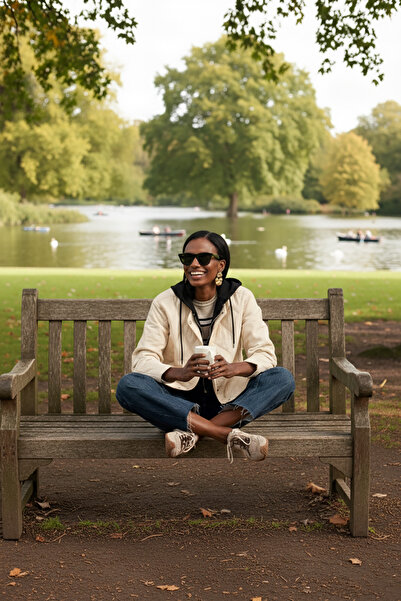 5in1Canpolat Beige Detachable Hooded Quilted Coat 5841