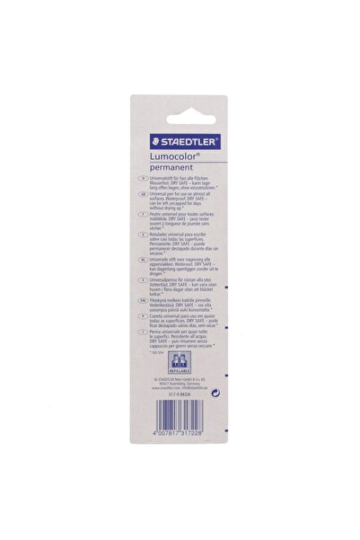 Staedtler Lumocolor Permanent Marker MST317-9BKDA Black – 1.0mm Fine Tip