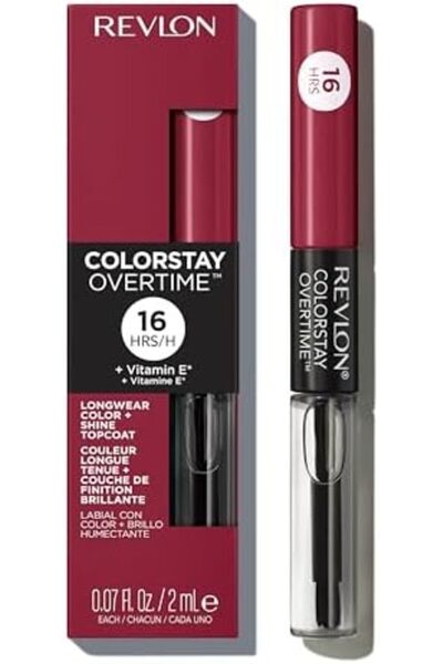 Revlon ColorStay Overtime Liquid Lipstick with Clear Lip Gloss, Lip Makeup Stocking Stuffers for Wom