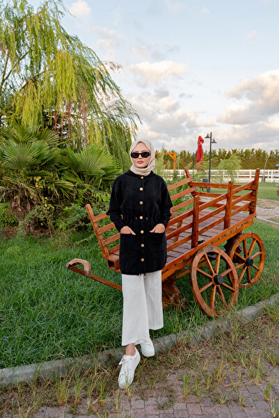 LOCCO Women's Hooded Knitwear Jacket Black