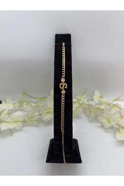 Constanza Exclusive 14 Ayar Altın Renginde S Harfli Paslanma Çelik Bileklik C...