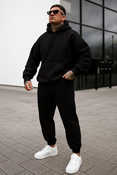 Revasser Unisex Erkek/Kadın Düz Özel Renkli Alt Üst Pamuklu Oversize Kapüşonl...