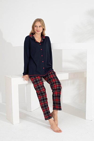 Evia Angelique 100% Cotton Long Sleeve Plaid Women's Pajamas Set 21224-25-26-27