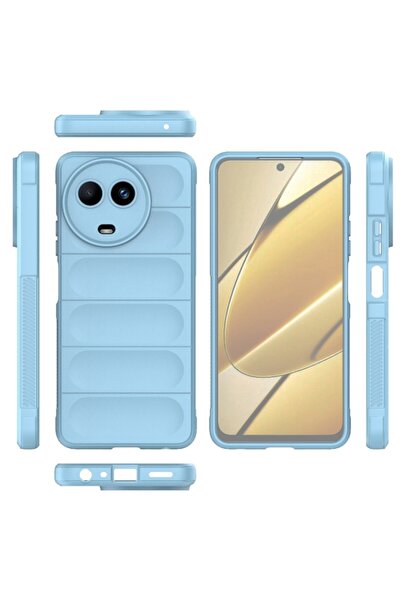 SKYDDAR INNOVATION Θήκη για Realme 11 5G, Magic Shield, Ματ σιλικόνης, σετ αυτοκόλλητων, Μπλε