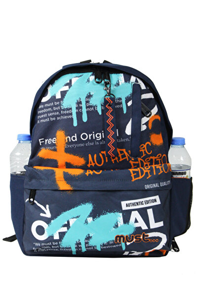 MUST 585060 Grafitti Primary School Backpack-Navy Blue