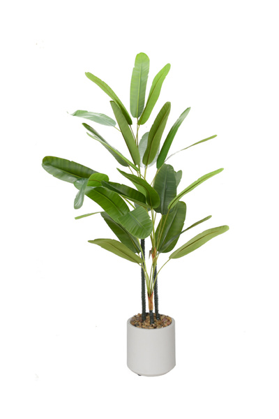 DRAMA HOME 120cm High Artificial Decorative Tree with Natural Green Leaves and Elegant Pebble Pot for Home