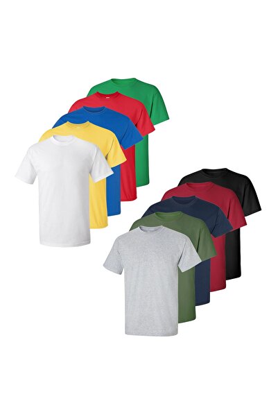 pamuklu Set 10 tricouri bărbătești, 100% bumbac, rezistente, croială regulată...