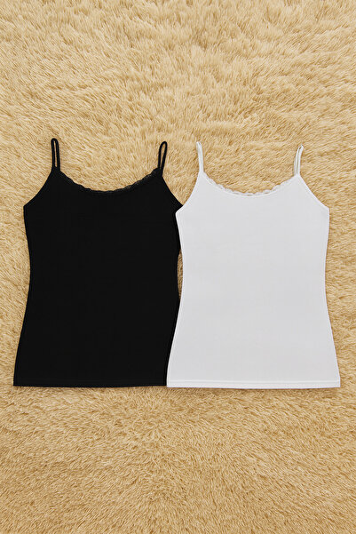 QKK Women's Viscose Lycra Strap 2-Piece Undershirt Q6K6K1T3Ka