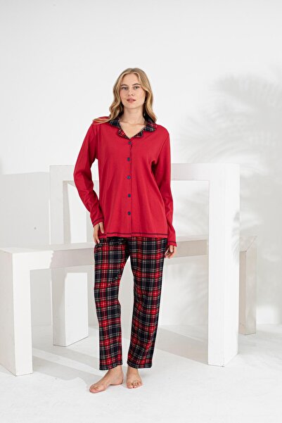 Evia Angelique 100% Cotton Long Sleeve Plaid Women's Pajamas Set 21224-25-26-27