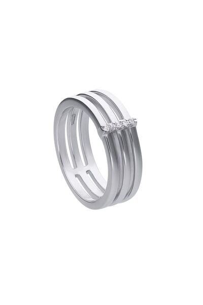 Diamonfire Inel din argint, de dama, cu piatra de zirconiu, cu 3 cercuri 612106