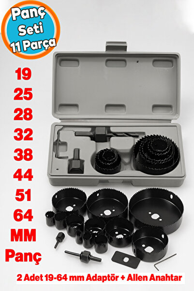 NZB 11 Parça Panç Seti Ahşap Duvar Buat Alçıpan Kartonpiyer Delme Adaptör Takımı Delik Açma Testeresi