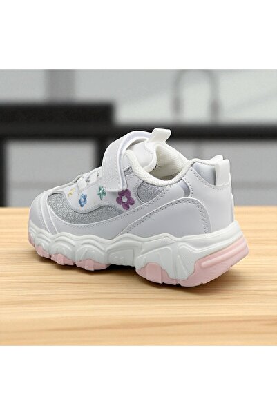 JOJO KIDS Girl's Velcro Leather Sneakers, Orthopedic Sole, Non-Slip Sole