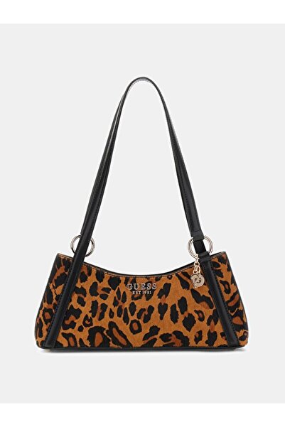 Guess Kadın Leopar Desenli Tüy Dokulu Deri Omuz Çantası - Mix
