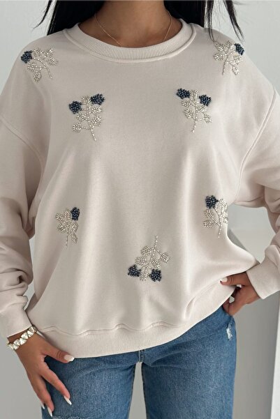 FEMELLE Бежова блуза с пайети и пайети, 100% памук