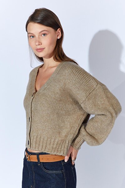 TENA Women's Mink V-Neck Basic Cardigan