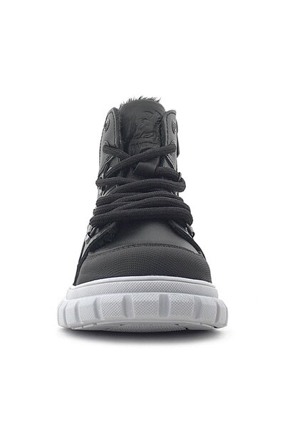 Rakerplus Hakiki Deri Siyah Gri Fermuarlı Erkek Çocuk Bot