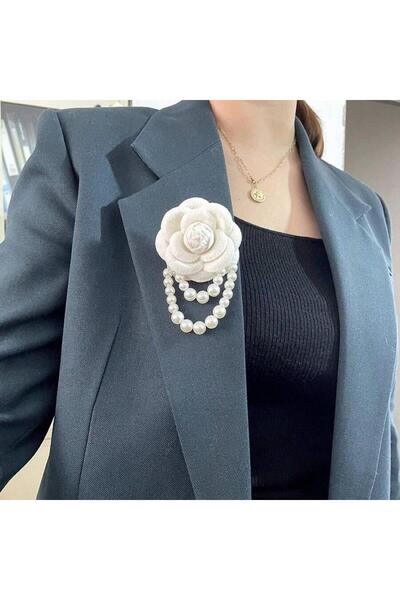 Pursehuit Καρφίτσα με λουλούδι, λευκό βουτύρου, με μαργαριτάρια, Barbie C12