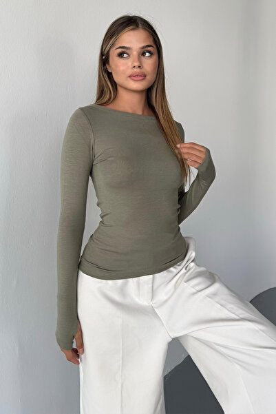 BE CHİC Γυναικεία μπλούζα με λαιμόκοψη και κορδόνια, βαμβακερό ύφασμα MODAL, απλή βασική μπλούζα LW10024