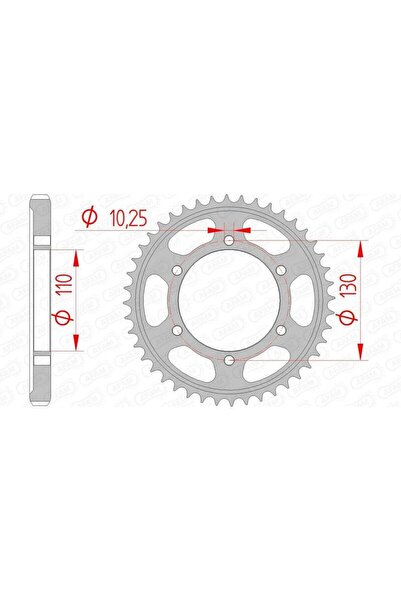 AFAM Pinion spate din oțel 12813 - 530 - 45 dinți (pentru motocicletă)