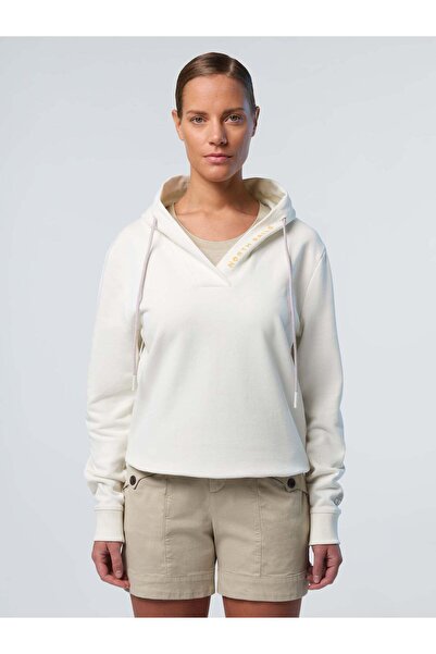 North Sails V Yaka Kapüşonlu Pamuk Sweatshirt
